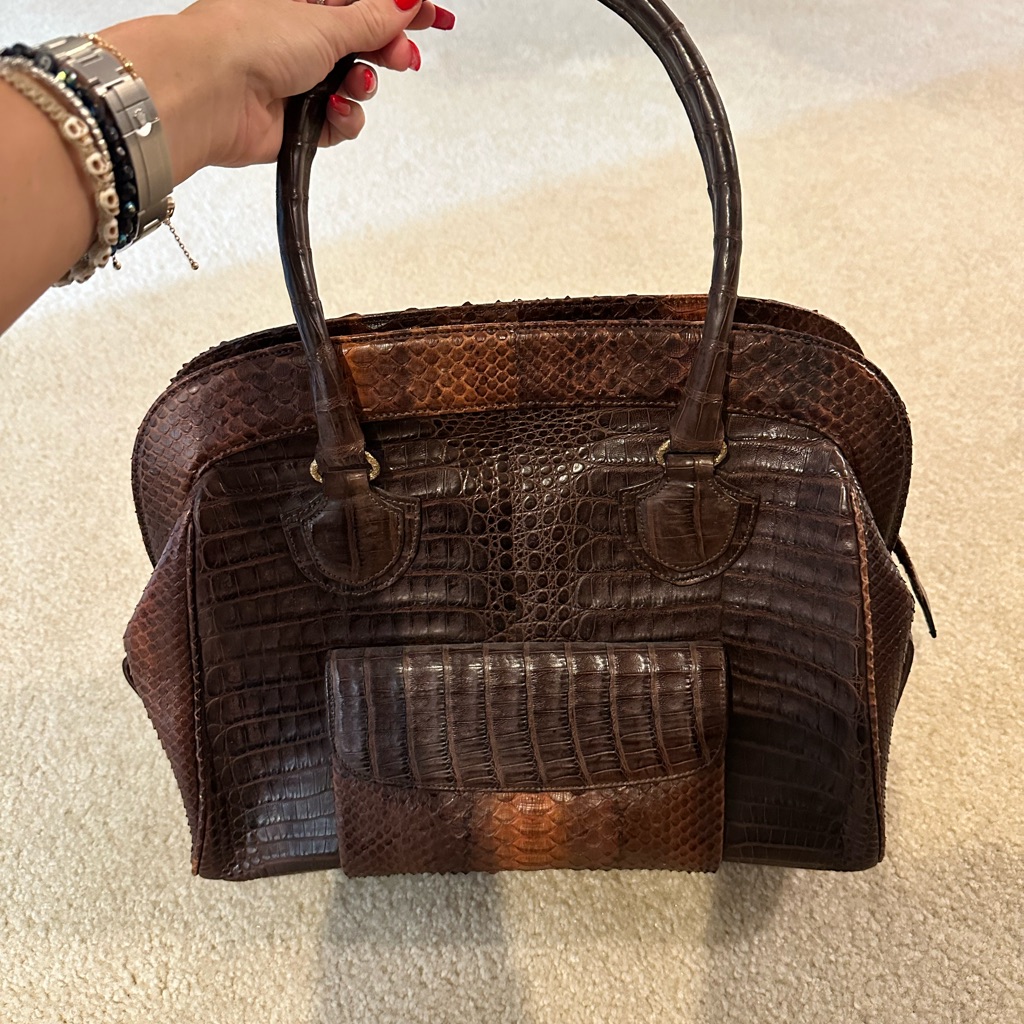 Luxurious Brown Crocodile Satchel